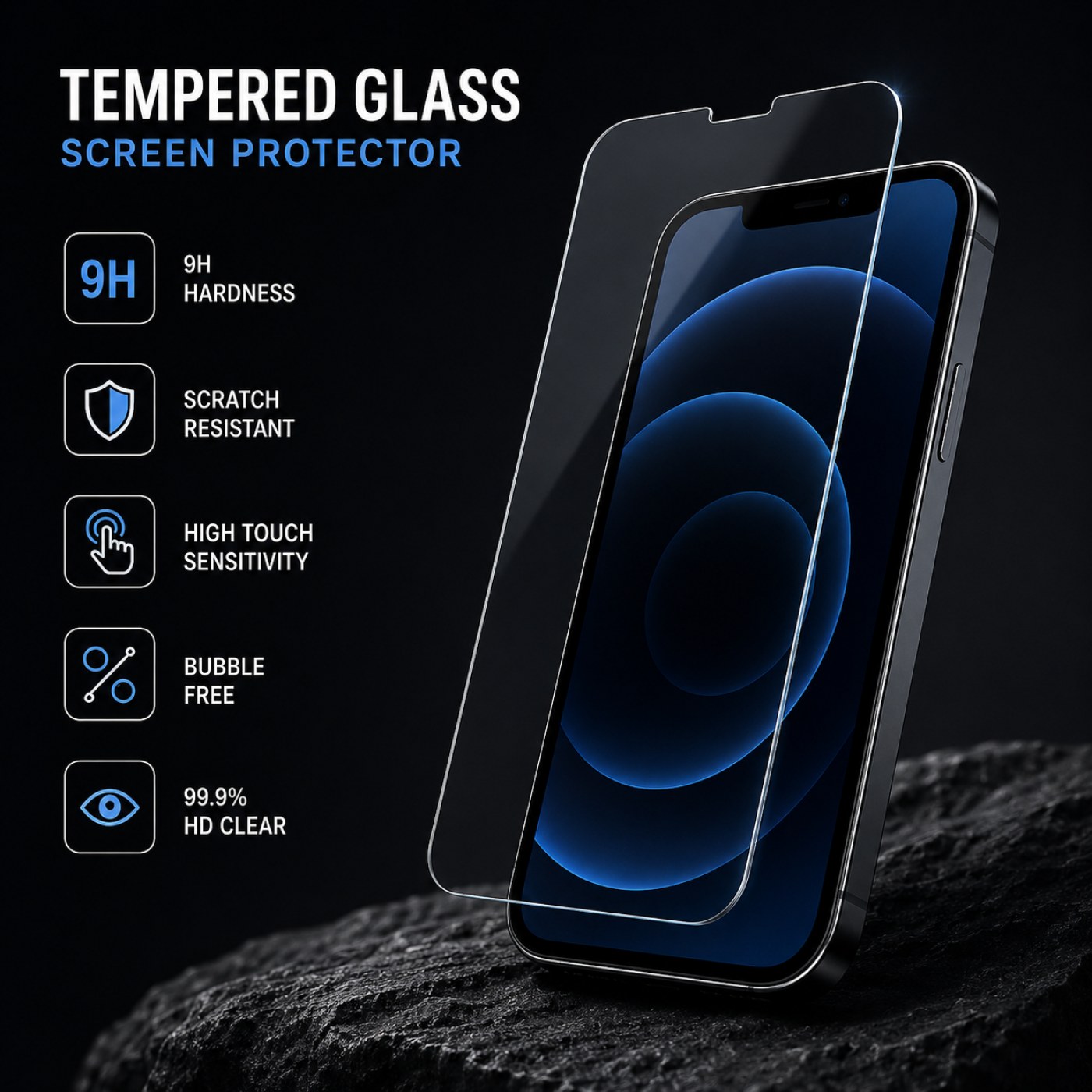 Tempered Glass Screen Protector - Phone