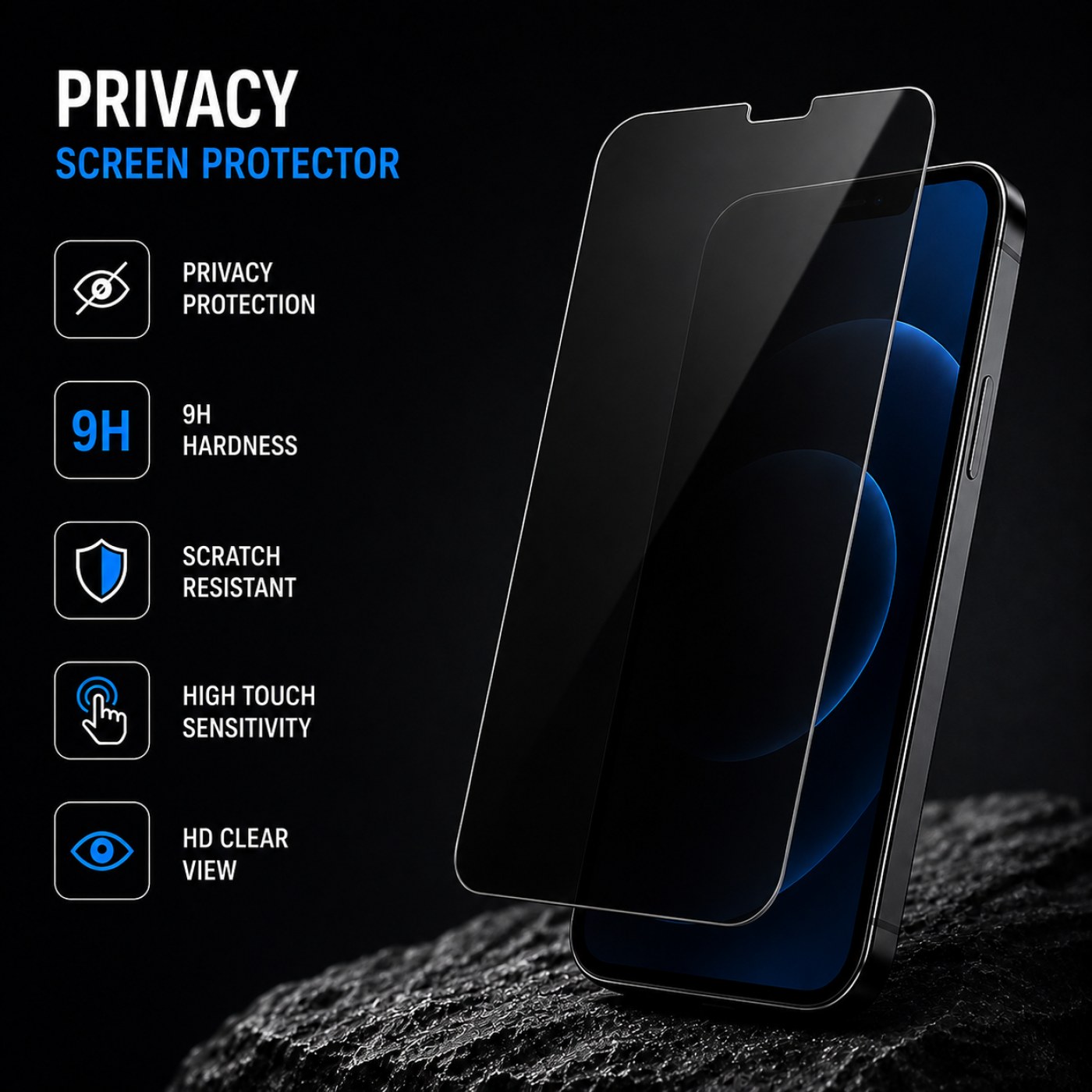 Privacy Tempered Glass Screen Protector - Phone
